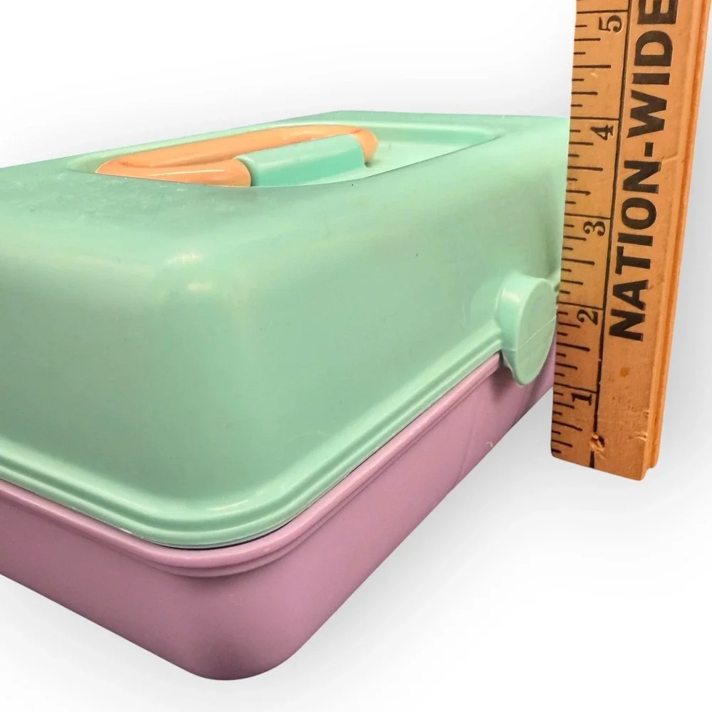 Vtg Caboodles Makeup Case Organizer Mint Green Lavender 90s Retro‎ Cosmetic Box